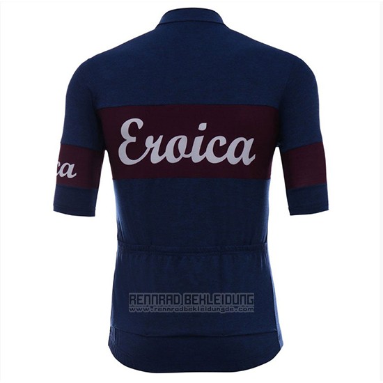 2018 Fahrradbekleidung Eroica Vino Dunkel Blau Trikot Kurzarm und Tragerhose - zum Schließen ins Bild klicken